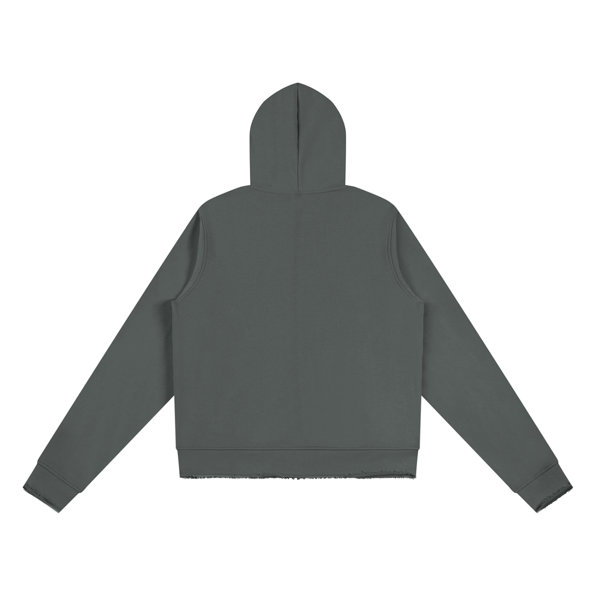 Women's Raw Edge Full Zip Hoodie in dark gray, alternate angle