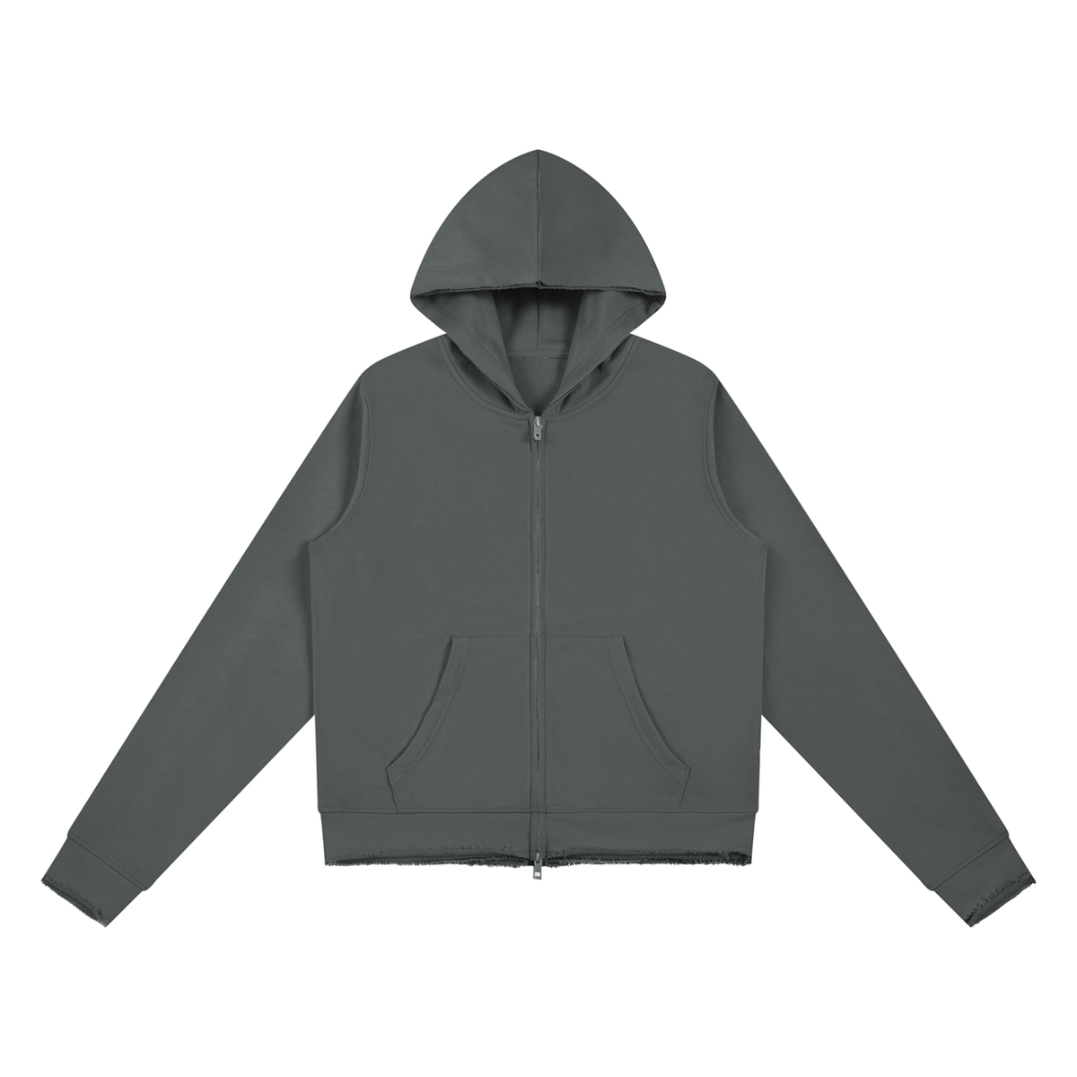 Women's Raw Edge Full Zip Hoodie in dark gray