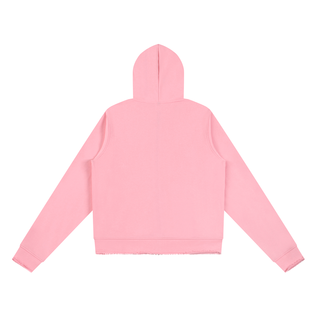 Women's Raw Edge Full Zip Hoodie in pink, alternate angle