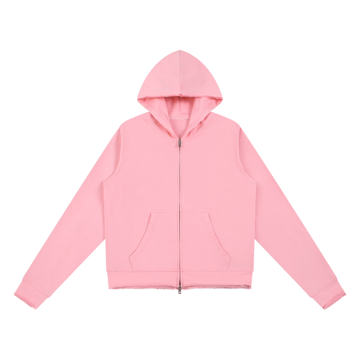 Women's Raw Edge Full Zip Hoodie in pink