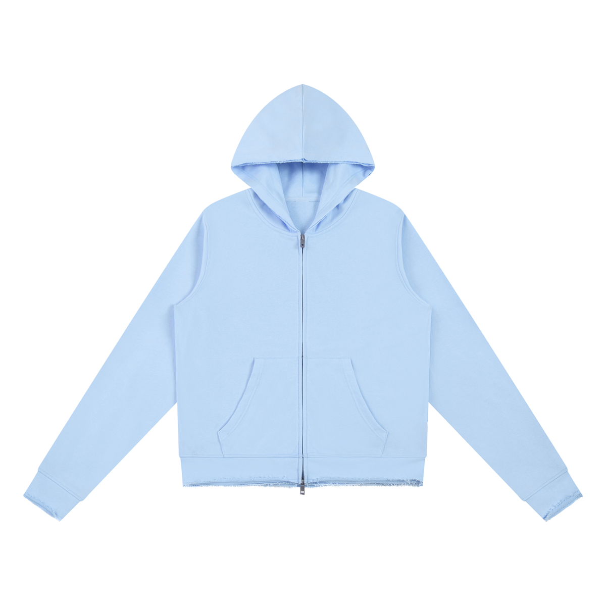 Women's Raw Edge Full Zip Hoodie in sky blue