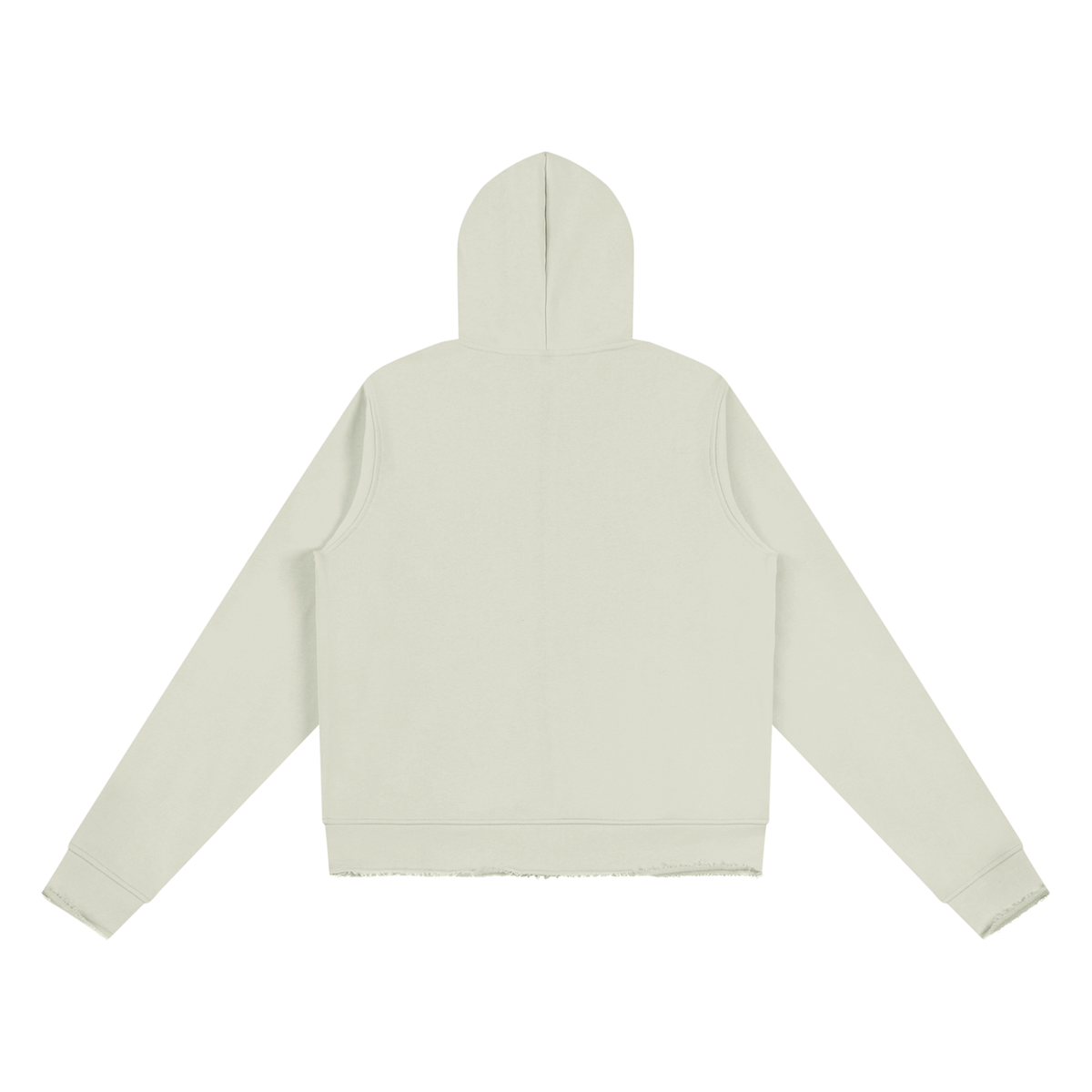 Women's Raw Edge Full Zip Hoodie in white gray, alternate angle