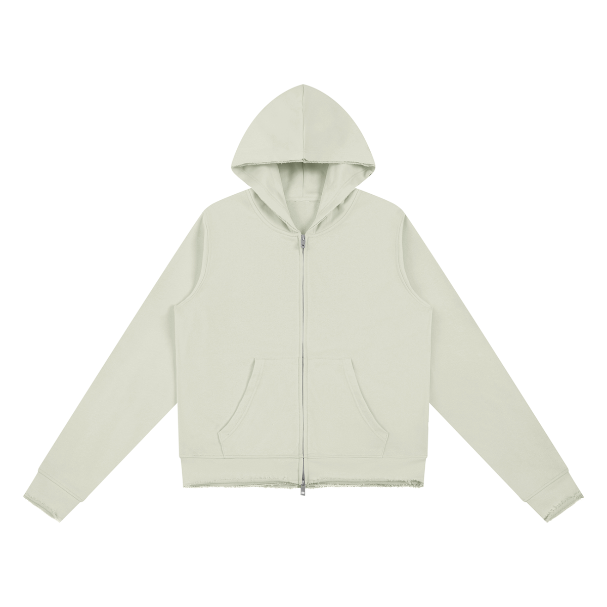 Women's Raw Edge Full Zip Hoodie in white gray