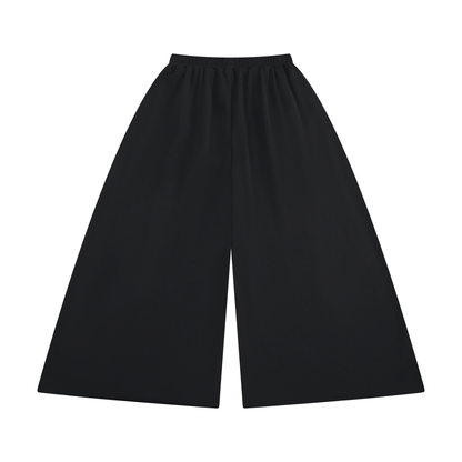 Women's Raw Edge Wide Leg Sweatpants in black, alternate angle