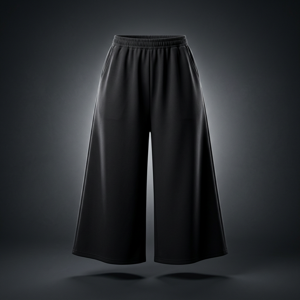 Women's Raw Edge Wide Leg Sweatpants in black