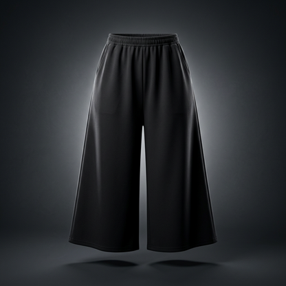 Women's Raw Edge Wide Leg Sweatpants in black