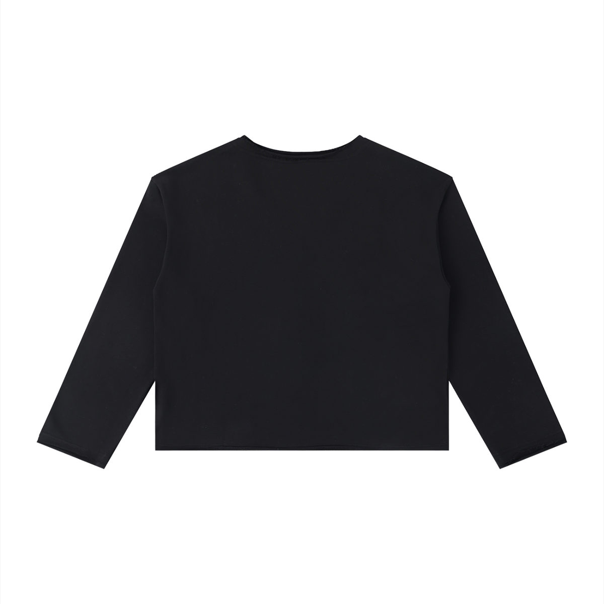 Women's Raw Hem Long Sleeve T-Shirt in black, alternate angle