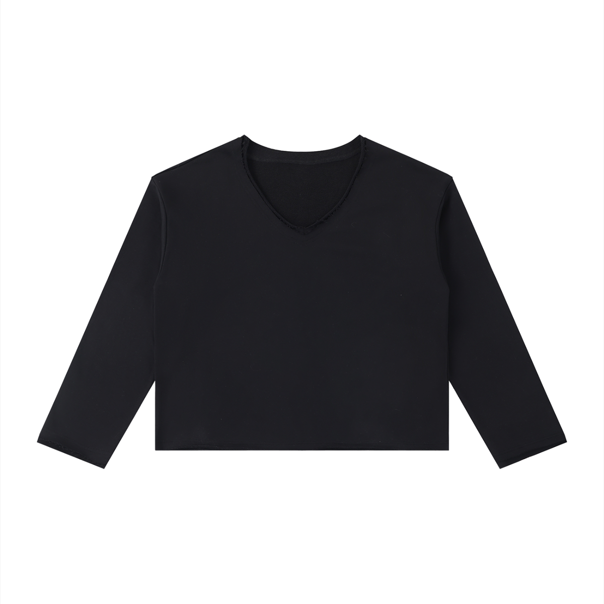 Women's Raw Hem Long Sleeve T-Shirt in black