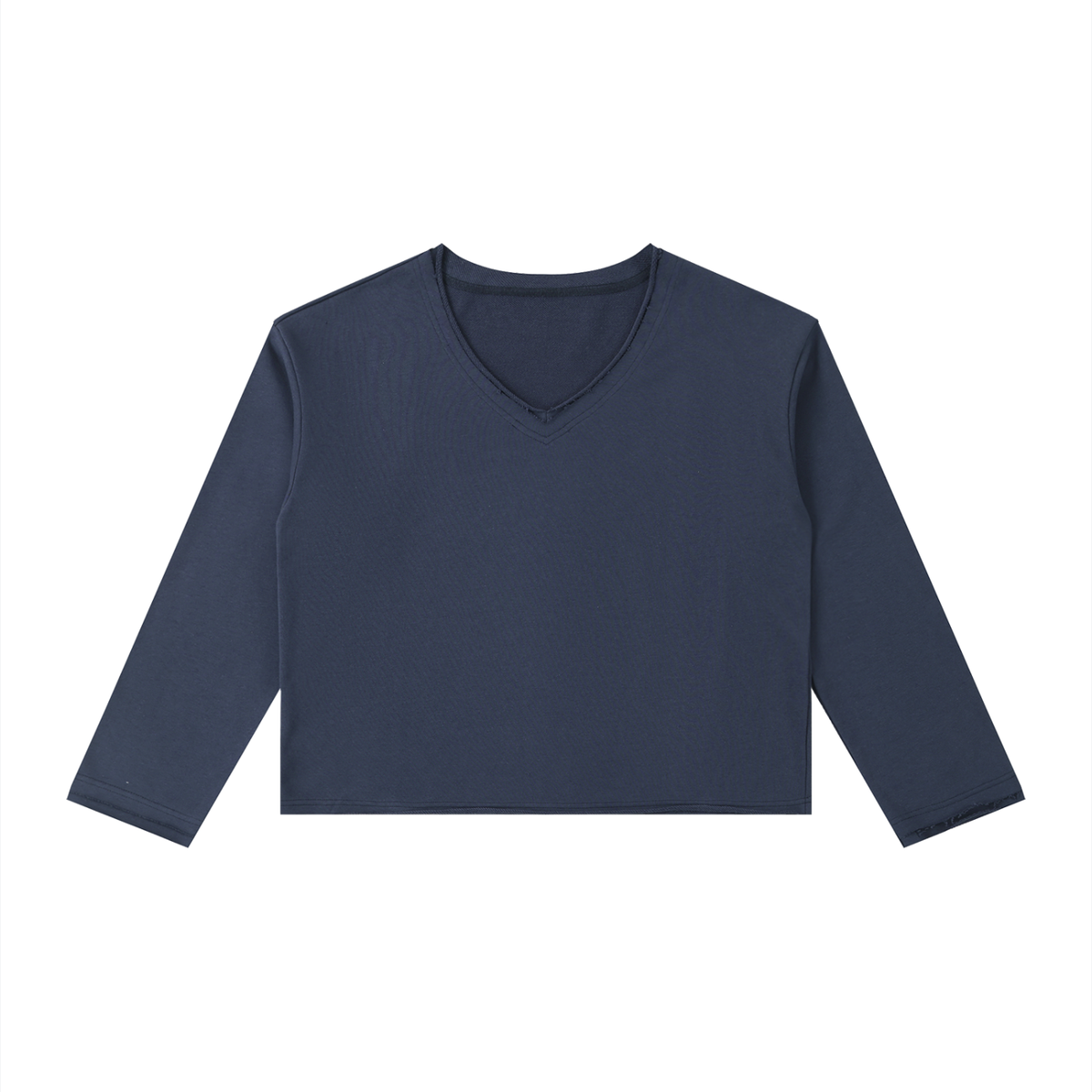 Women's Raw Hem Long Sleeve T-Shirt in navy blue
