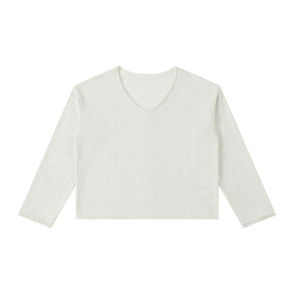 Women's Raw Hem Long Sleeve T-Shirt in oat gray