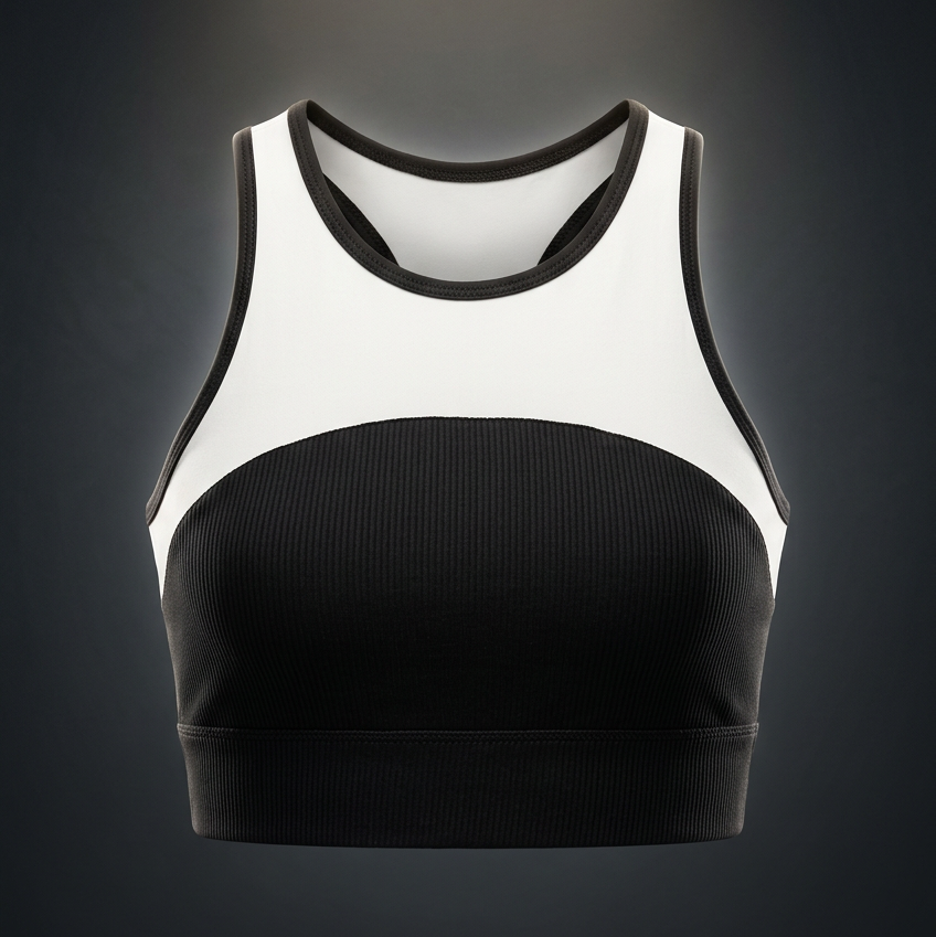 Women's Ribbed Hem Paneled Crop Tank Top, view 1