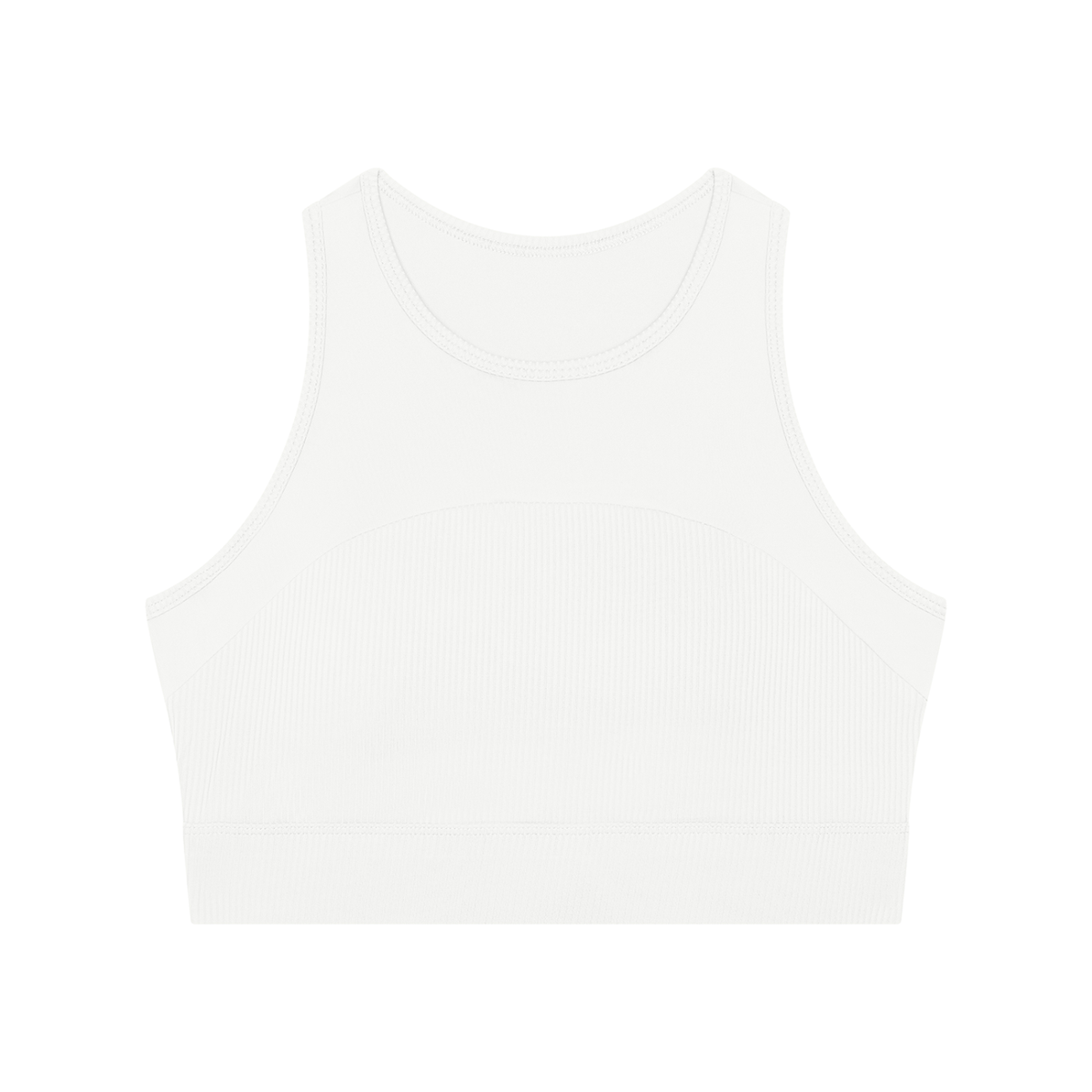 Women's Ribbed Hem Paneled Crop Tank Top in white