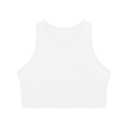 Women's Ribbed Hem Paneled Crop Tank Top in white
