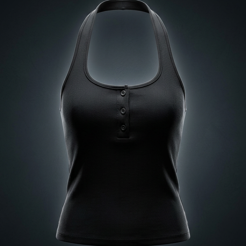 Women's Ribbed Henley Tank Top