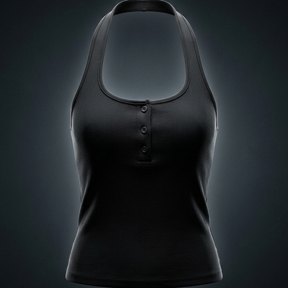Women's Ribbed Henley Tank Top