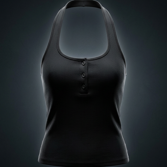 Women's Ribbed Henley Tank Top