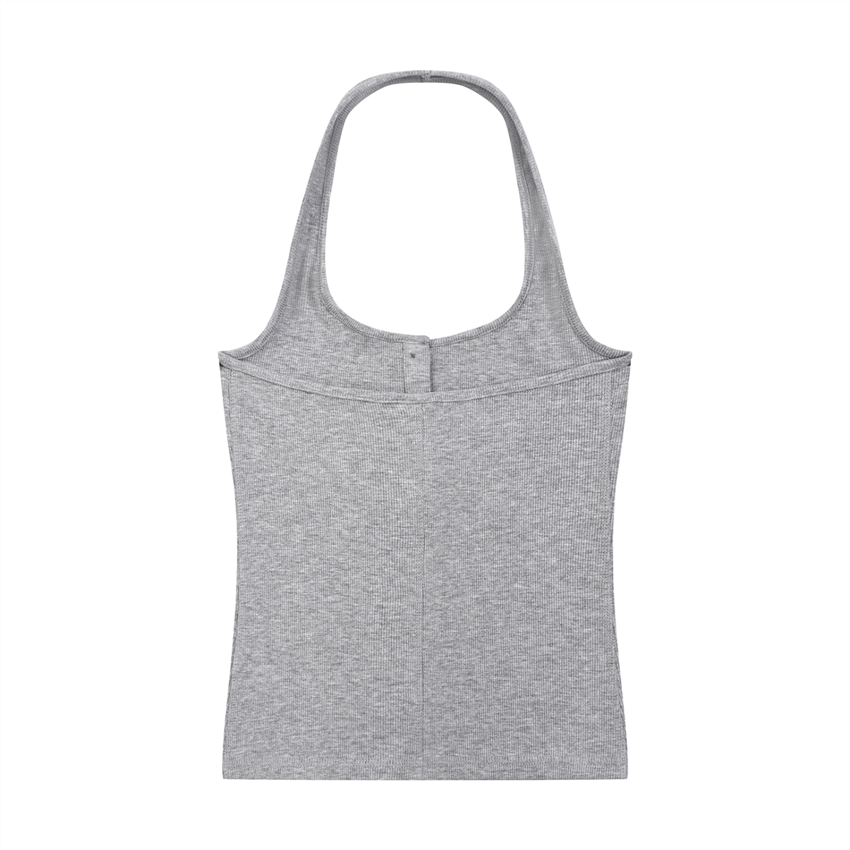 Women's Ribbed Henley Tank Top in flower gray, alternate angle