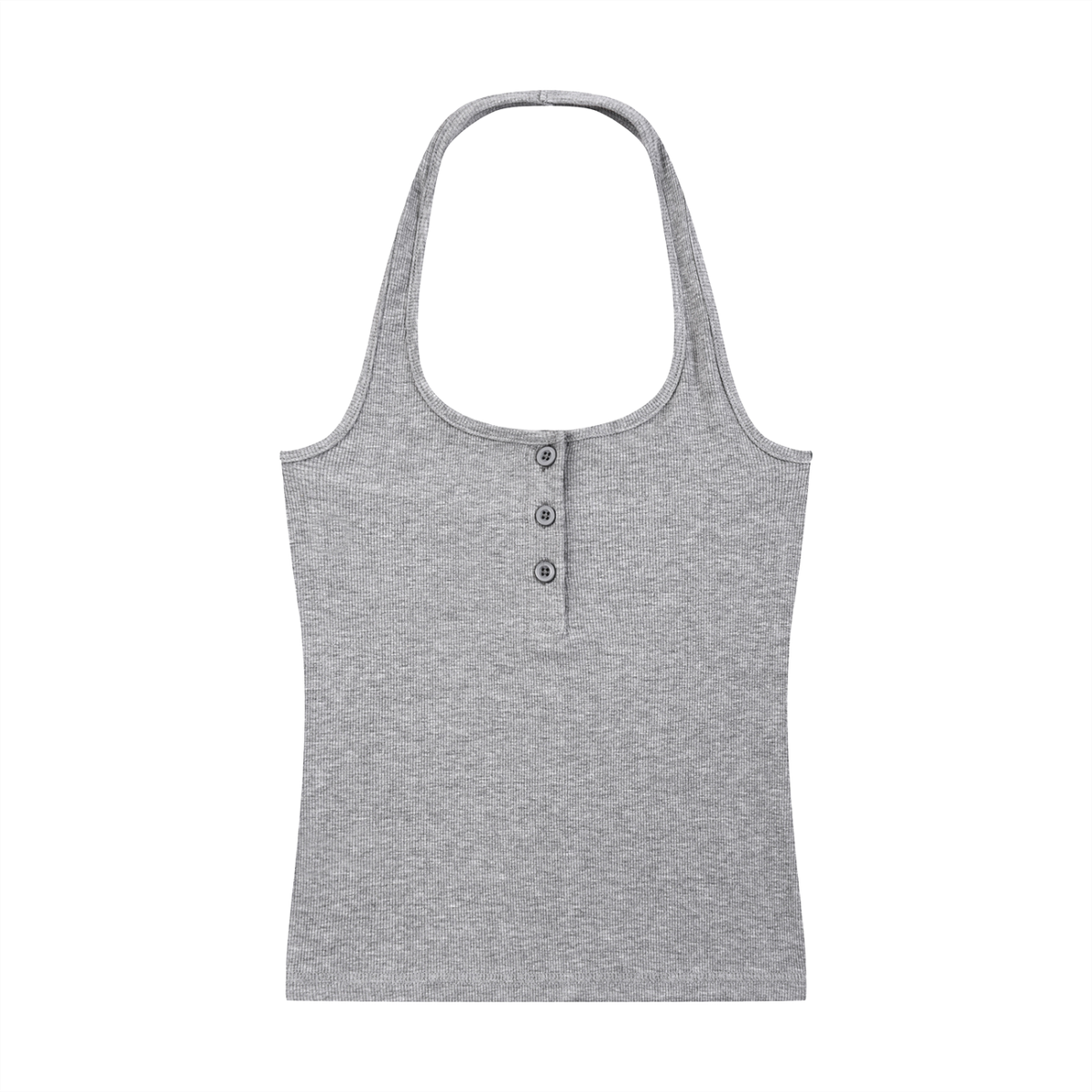 Women's Ribbed Henley Tank Top in flower gray