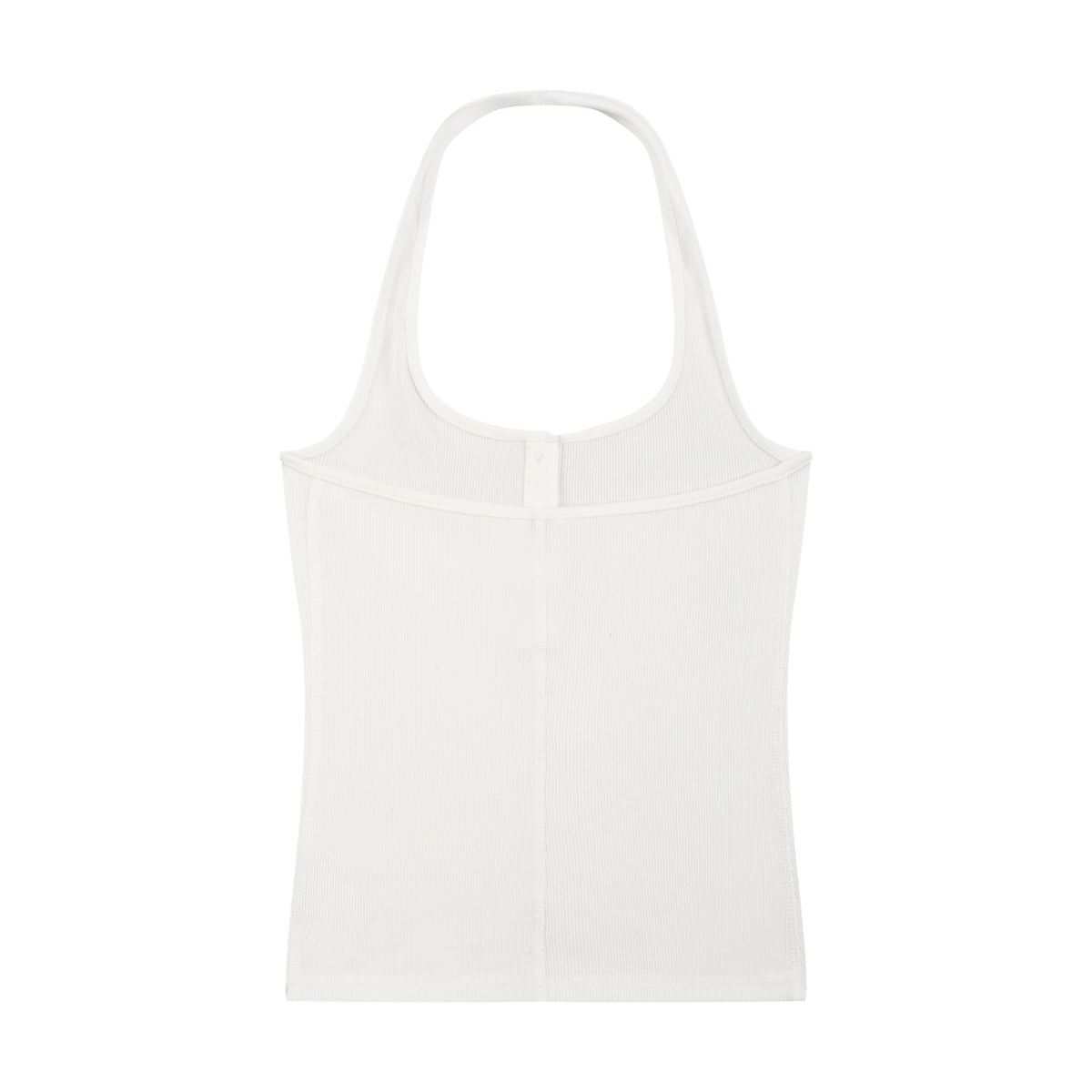 Women's Ribbed Henley Tank Top in white, alternate angle