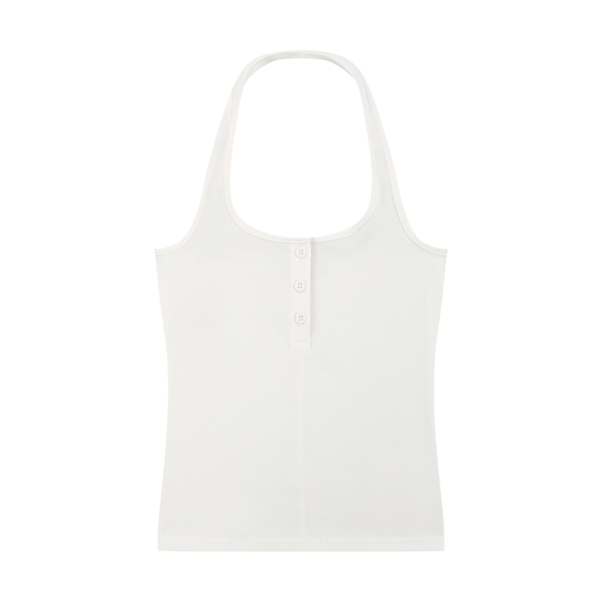 Women's Ribbed Henley Tank Top in white