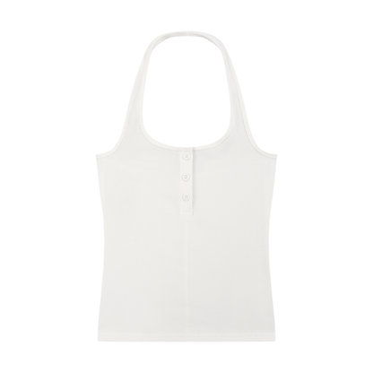 Women's Ribbed Henley Tank Top in white