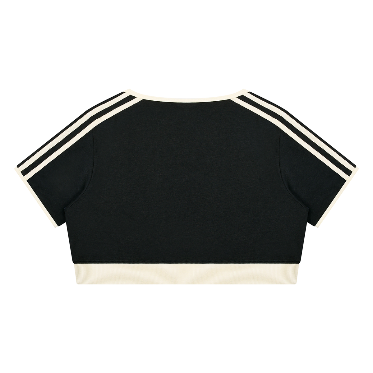 Women's Ringer Crop T-Shirt in black, alternate angle