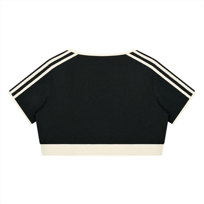 Women's Ringer Crop T-Shirt in black, alternate angle