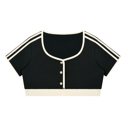 Women's Ringer Crop T-Shirt in black
