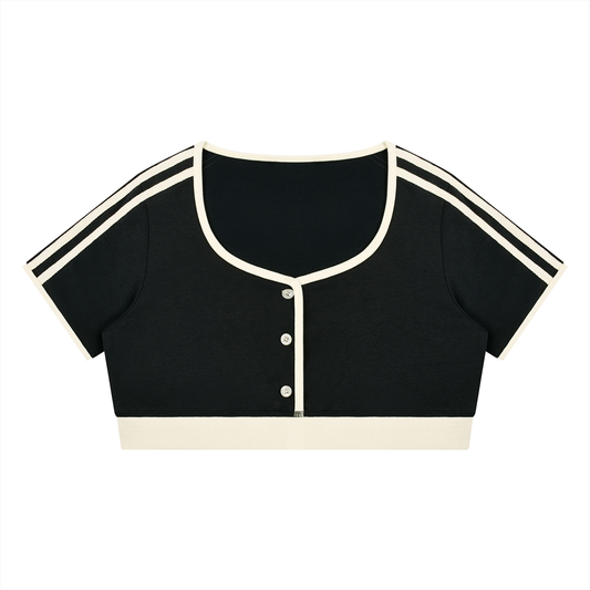 Women's Ringer Crop T-Shirt in black