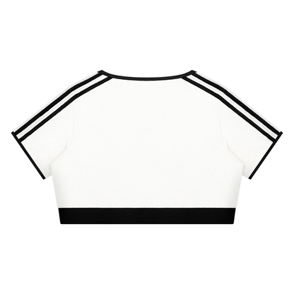 Women's Ringer Crop T-Shirt in white, alternate angle
