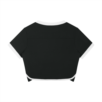 Women's Ringer Performance T-Shirt in black, alternate angle