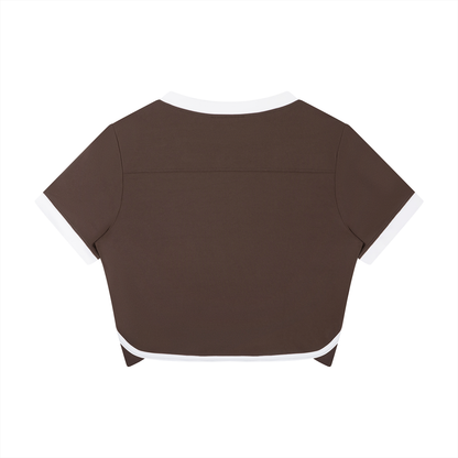 Women's Ringer Performance T-Shirt in coffee, alternate angle