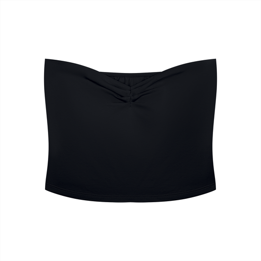 Women's Ruched Cropped Tube Top in black