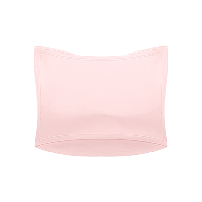 Women's Ruched Cropped Tube Top in pink, alternate angle