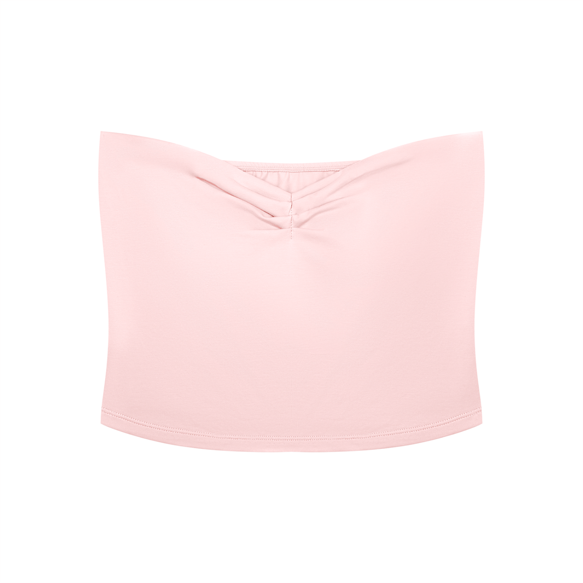 Women's Ruched Cropped Tube Top in pink