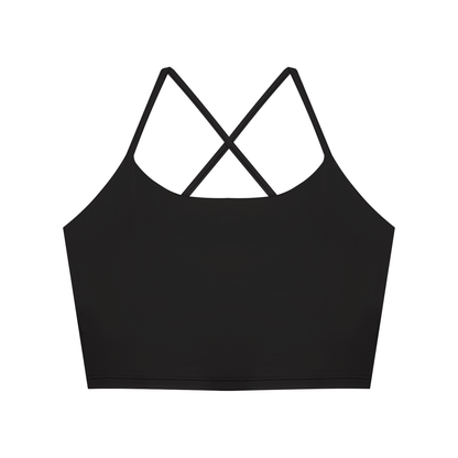 Women's Ruched Cropped Yoga Tank Top in black