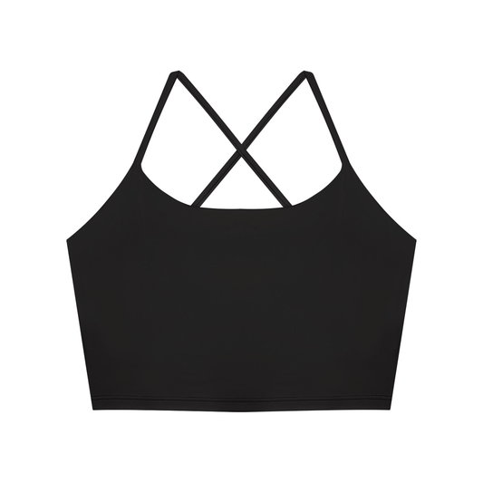 Women's Ruched Cropped Yoga Tank Top in black