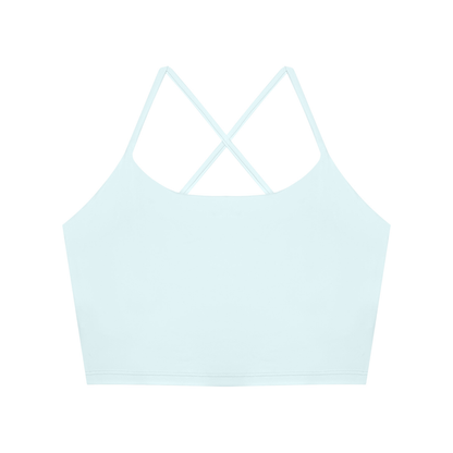 Women's Ruched Cropped Yoga Tank Top in light blue