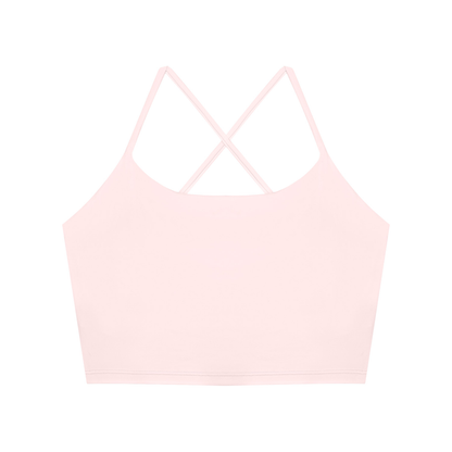Women's Ruched Cropped Yoga Tank Top in light pink