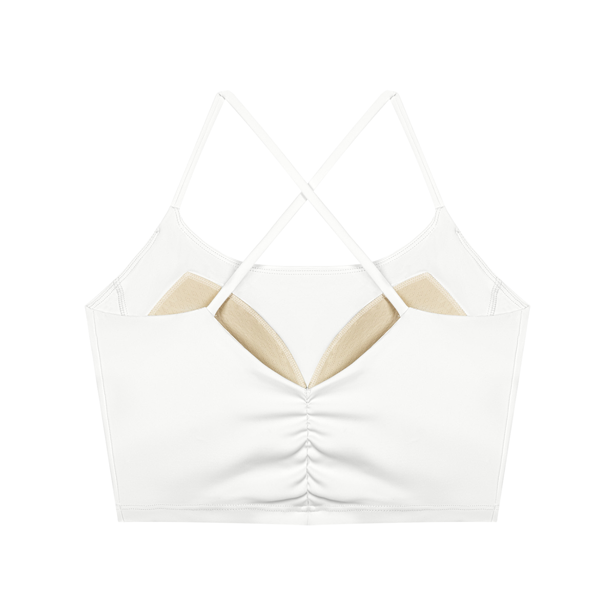 Women's Ruched Cropped Yoga Tank Top in white, alternate angle