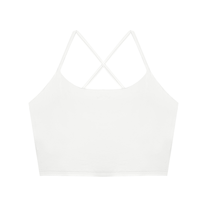 Women's Ruched Cropped Yoga Tank Top in white