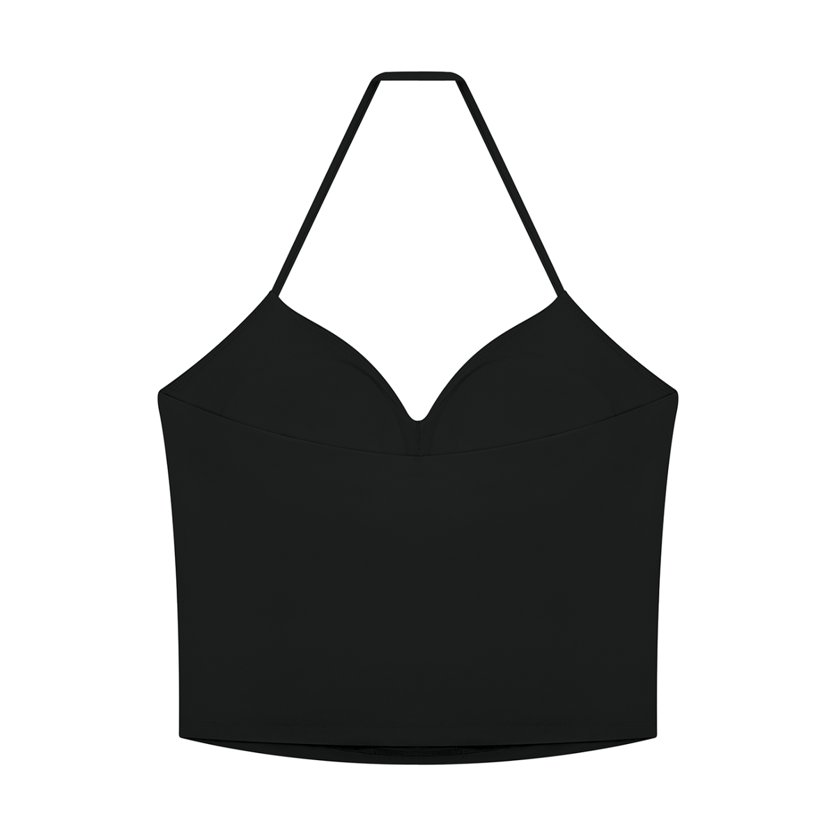 Women's Ruched Halter Yoga Tank Top in black, alternate angle