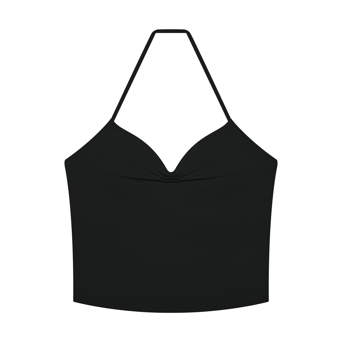 Women's Ruched Halter Yoga Tank Top in black