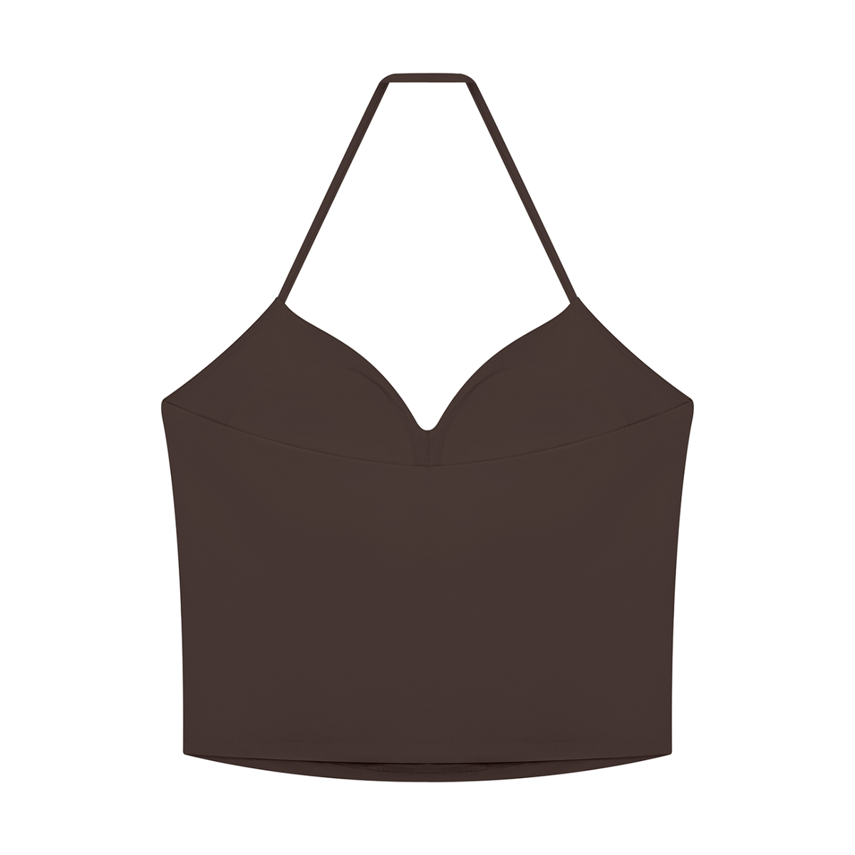 Women's Ruched Halter Yoga Tank Top in brown, alternate angle