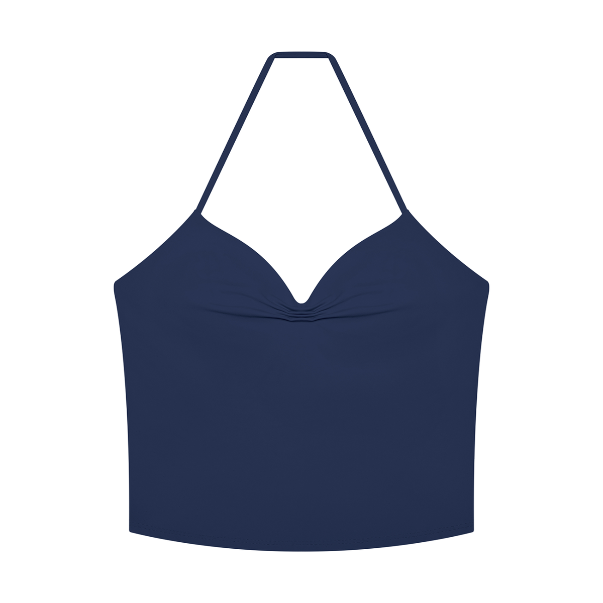 Women's Ruched Halter Yoga Tank Top in navy blue