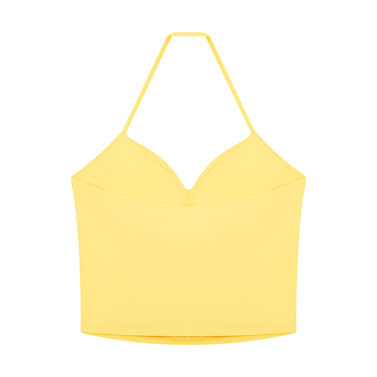 Women's Ruched Halter Yoga Tank Top in yellow, alternate angle