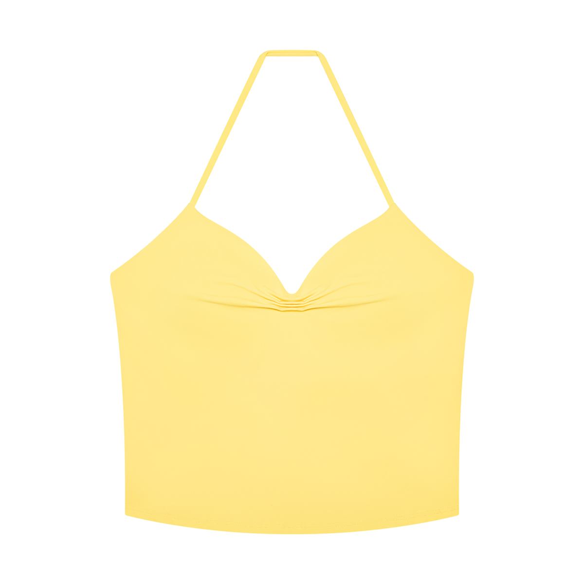 Women's Ruched Halter Yoga Tank Top in yellow