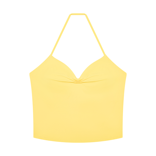 Women's Ruched Halter Yoga Tank Top in yellow
