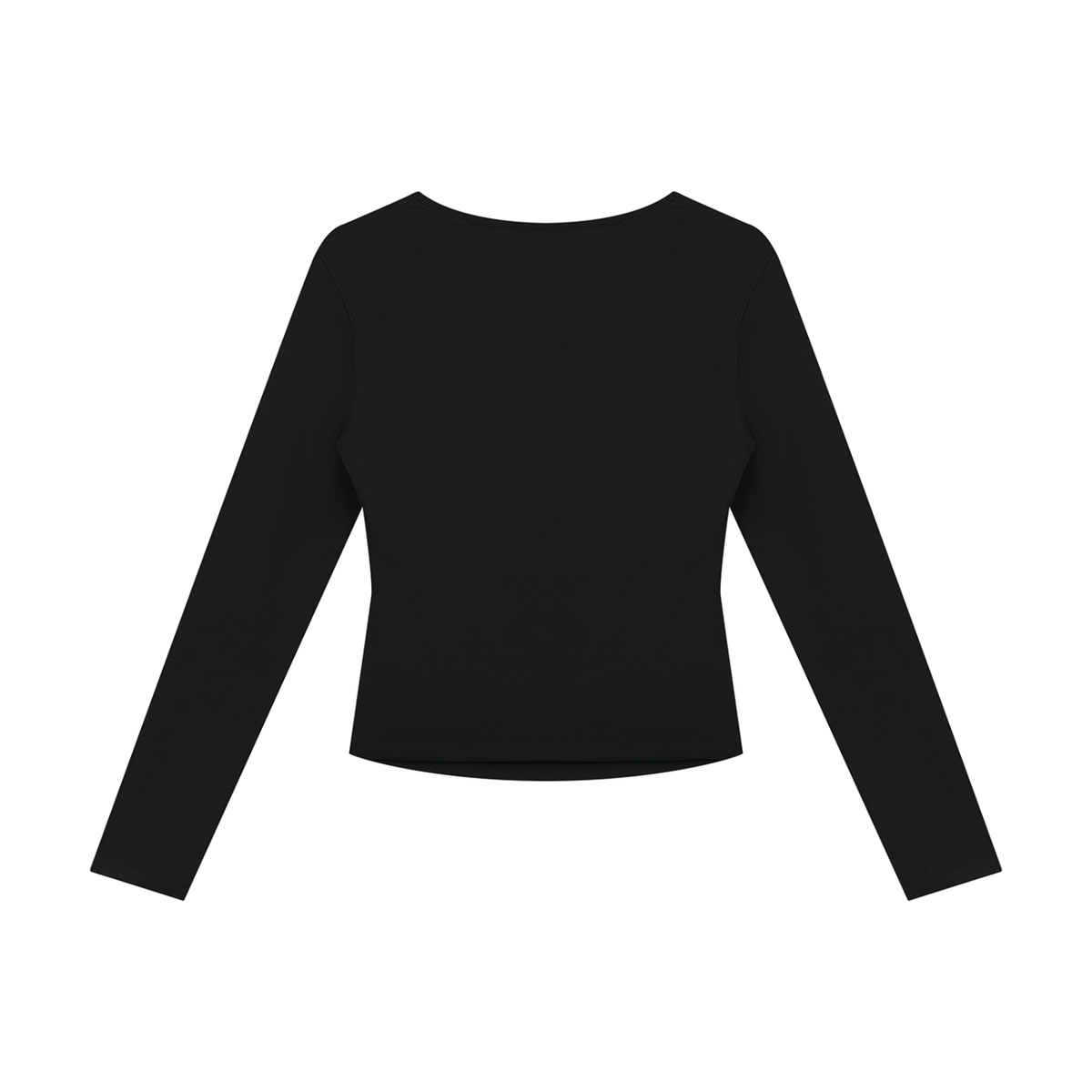 Women's Ruched Long Sleeve T-Shirt in black, alternate angle
