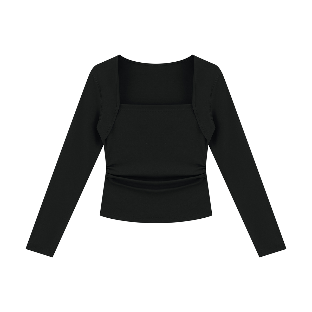 Women's Ruched Long Sleeve T-Shirt in black